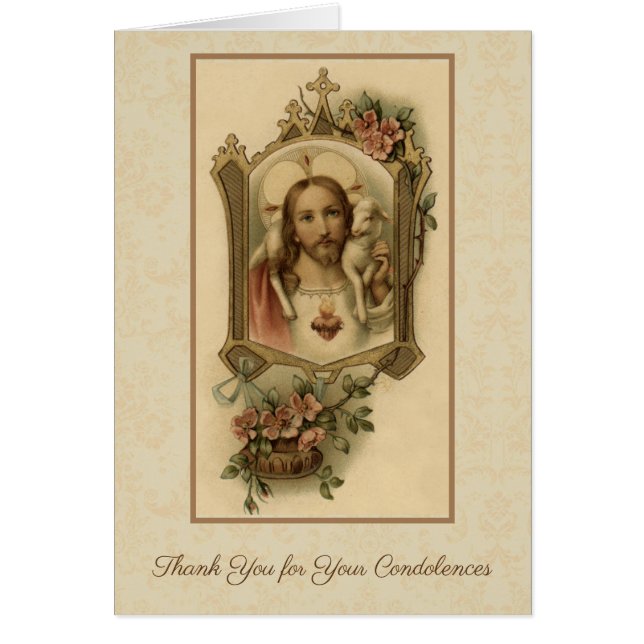 Sacred Heart Jesus Catholic Condolence Thank You (Front)