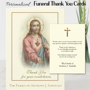 Sacred Heart Jesus Catholic Condolence Thank You Card