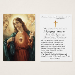 Sacred Heart Jesus Catholic Funeral Holy Card -