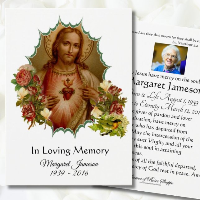 Sacred Heart Jesus Catholic Funeral Holy Card - (Creator Uploaded)