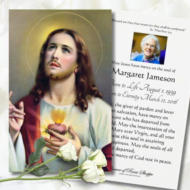 Sacred Heart Jesus Catholic Funeral Holy Card - (Creator Uploaded)