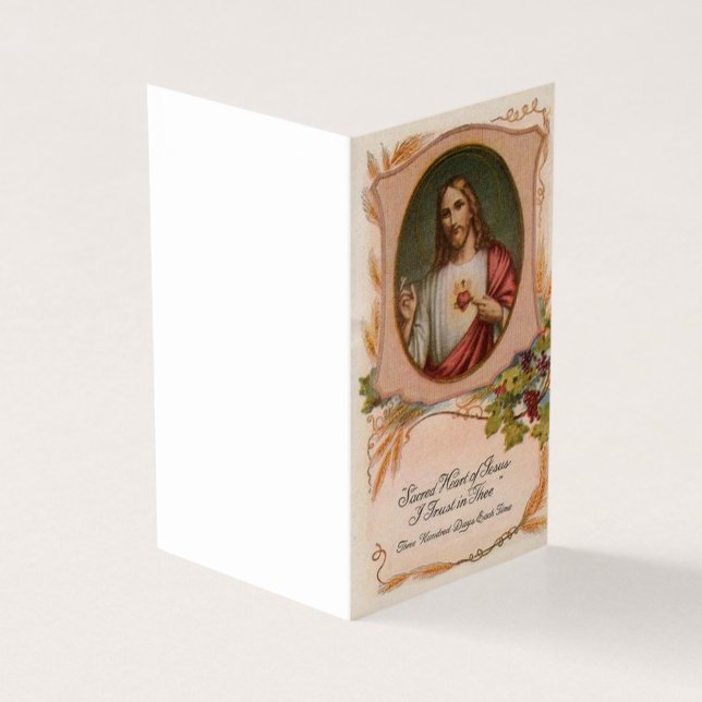 Sacred Heart Jesus  Catholic Funeral Holy Card (Outside)