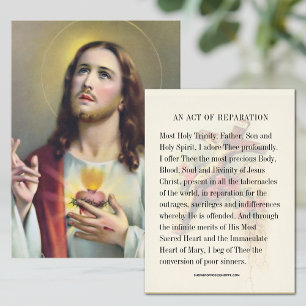 Sacred Heart Jesus Catholic Reparation Prayer Enclosure Card