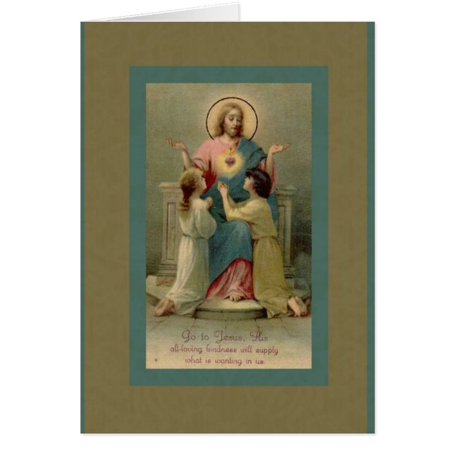 Sacred Heart Jesus children kneeling at His Feet (Front)