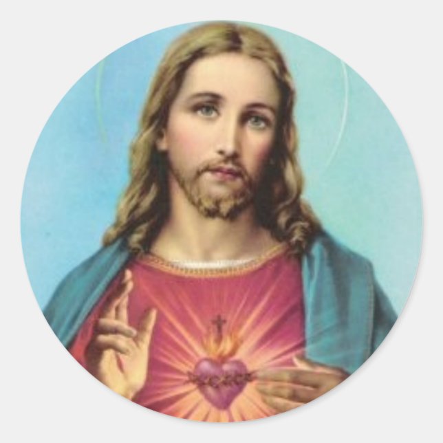 Sacred Heart Jesus Christ Stationary Envelope Classic Round Sticker (Front)