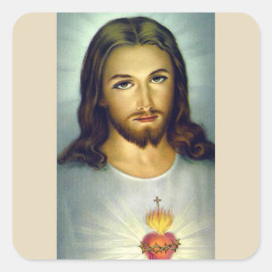 Sacred Heart Jesus Christ Sticker biege background