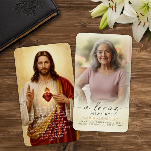 Sacred Heart Jesus Funeral Photo Prayer Cards