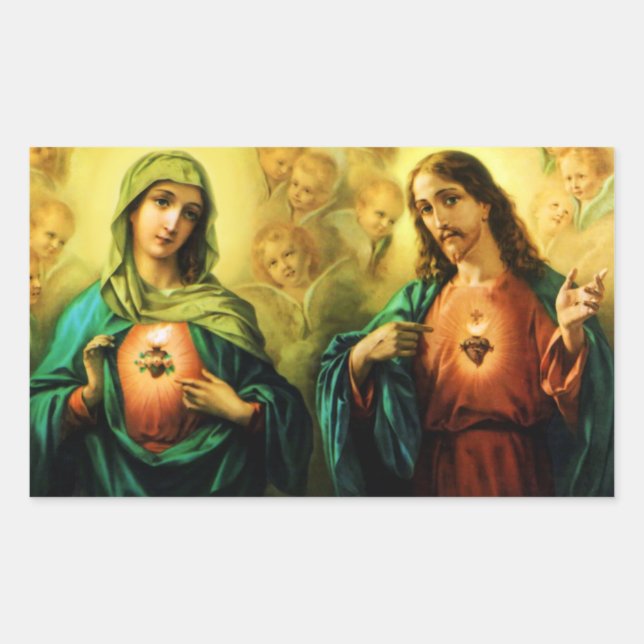 Sacred Heart Jesus & Immaculate Heart Mary Sticker (Front)