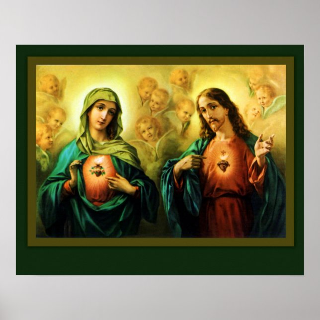 Sacred Heart Jesus & Immaculate Heart of Mary Poster (Front)