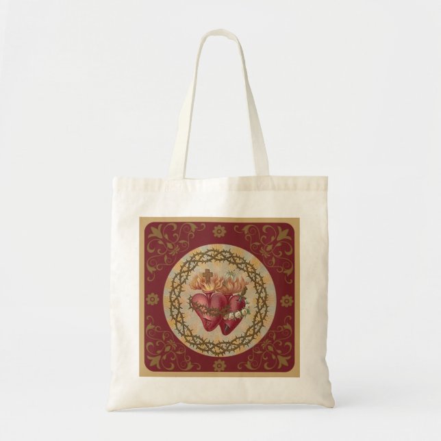 Sacred Heart Jesus  Immaculate Hearts of Mary Tote Bag (Front)