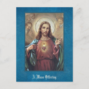 Sacred Heart Jesus Religious Mass Offering Postcard