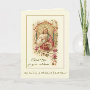 Sacred Heart Jesus Roses Condolence Thank You