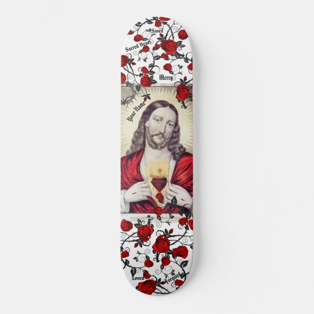 Sacred Heart Jesus Skateboard YOUR NAME (Front)