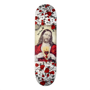Sacred Heart Jesus Skateboard YOUR NAME