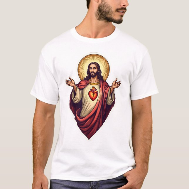 Sacred Heart Jesus Vintage Engraving Tee 2 (Front)