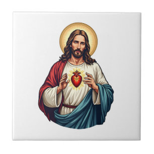 Sacred Heart Jesus Vintage Engraving Tee 2 Tile