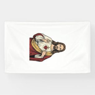 Sacred Heart Jesus Vintage Engraving Vector Art_1 Banner