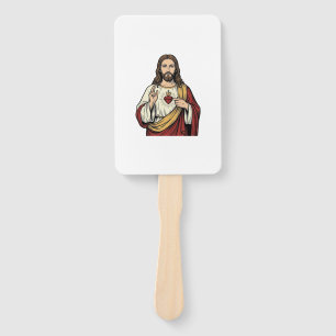 Sacred Heart Jesus Vintage Engraving Vector Art_1 Hand Fan