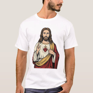 Sacred Heart Jesus Vintage Engraving Vector Art_1 T-Shirt