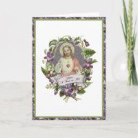 Sacred Heart Jesus Violet Floral Vintage Prayer