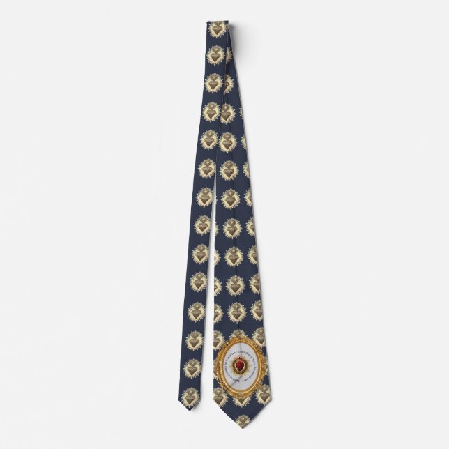 Sacred Heart Necktie Navy Blue with Sacred Heart (Back)