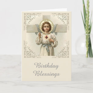 Sacred Heart of Child Jesus with Cross Card