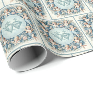 Sacred Heart of Jesus Angels Blessed Mary Floral Wrapping Paper