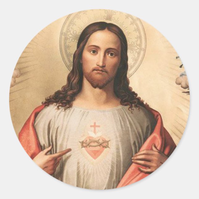 Sacred Heart of Jesus Blessing Classic Round Sticker (Front)
