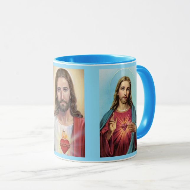 Sacred Heart of Jesus Blue Gift Coffee Cup Mug (Front Right)
