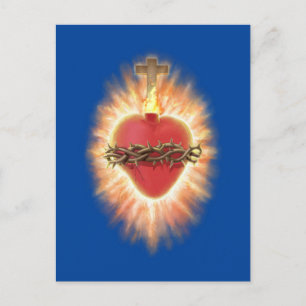 Sacred Heart of Jesus Blue Postcard