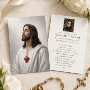 Sacred Heart of Jesus Catholic Funeral Prayer Card