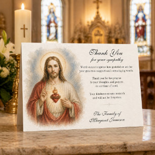 Sacred Heart of Jesus Catholic Sympathy Thank You Card