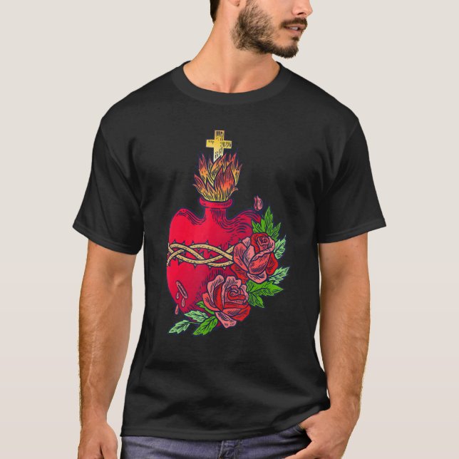 Sacred Heart Of Jesus Catholic Traditional Latin M T-Shirt (Front)