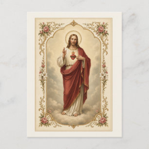 Sacred Heart of Jesus Catholic Vintage Postcard
