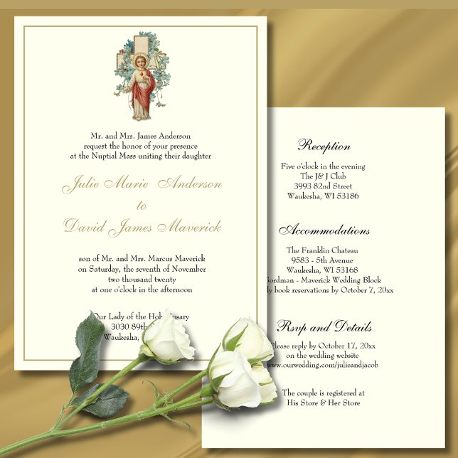 Sacred Heart of Jesus Catholic Wedding Combo Invitation (Creator Uploaded)