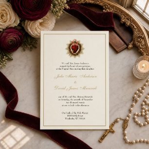 Sacred Heart of Jesus Catholic Wedding Combo Invitation