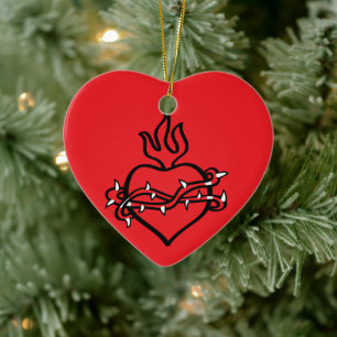 Sacred Heart of Jesus Ceramic Tree Decoration