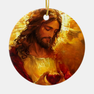 Sacred Heart of Jesus Ceramic Tree Decoration