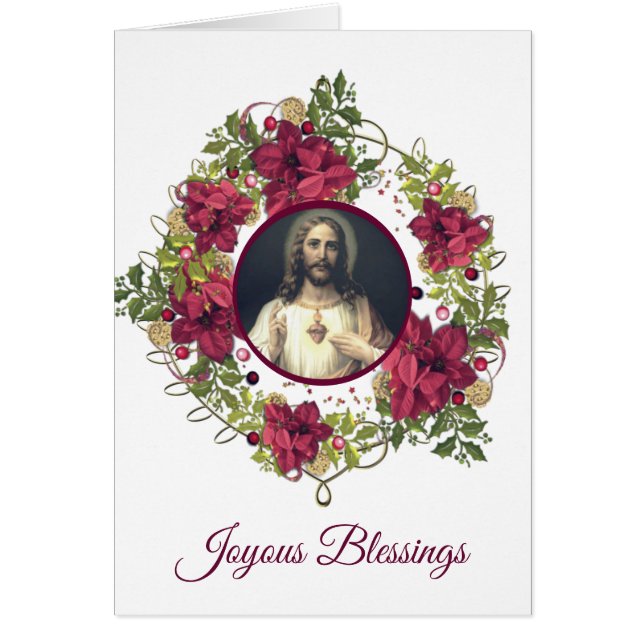 Sacred Heart of Jesus Christmas Floral Wreath (Front)