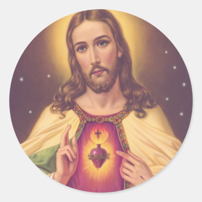 Sacred Heart of Jesus Classic Round Sticker (Front)