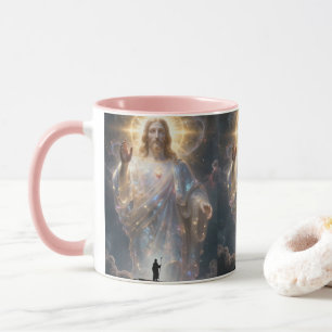 Sacred Heart of Jesus Cosmic Galaxy Square Canvas  Mug