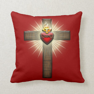 Sacred Heart of Jesus Cross Cushion