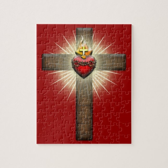 Sacred Heart of Jesus Cross Jigsaw Puzzle (Vertical)