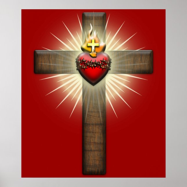 Sacred Heart of Jesus Cross Poster (Front)