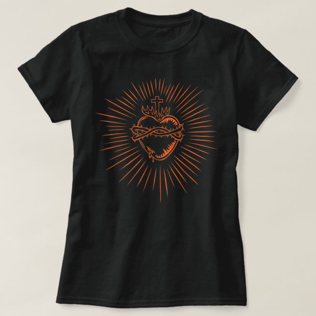 Sacred Heart Of Jesus Devotion Catholic T-Shirt (Design Front)