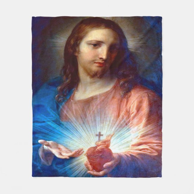 Sacred Heart of Jesus Fleece Blanket (Front)