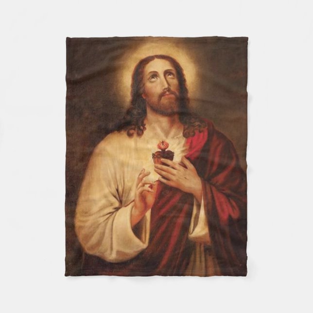 Sacred Heart Of Jesus Fleece Blanket (Front)