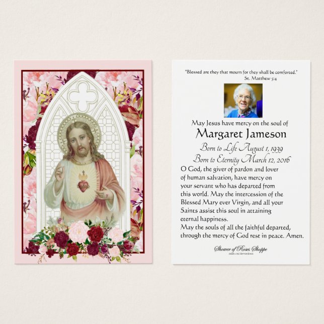 Sacred Heart of Jesus Floral Catholic Funeral (Front & Back)