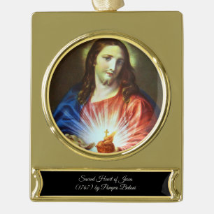 Sacred Heart of Jesus Gold Plated Banner Ornament