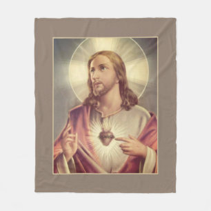 Sacred Heart of Jesus Heart with Thorns Fleece Blanket